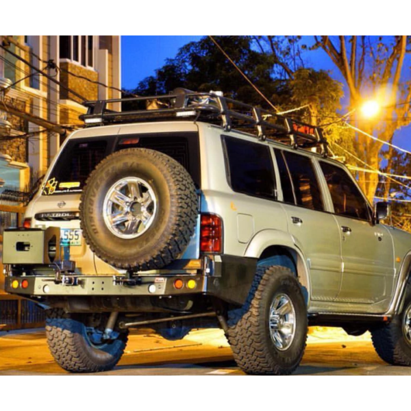 REAR BAR Y61 PATROL 98-04..WITH SINGLE JERRY CAN AND SINGLE TIRE CARRIERS - BW80-4110